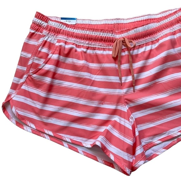 Columbia Women’s Bogata Bay Stretch UPF 50 Print Shorts Size XL Coral Stripe - Picture 3 of 9